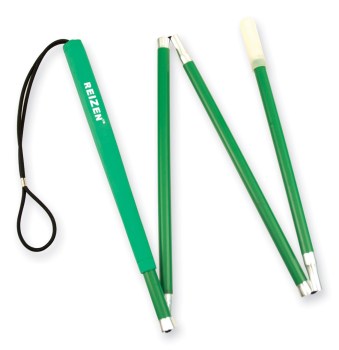 Reizen 4-section Aluminum Folding Green Cane with Green Grip- 46-in. Reizen 4-section Aluminum Folding Green Cane with Green Grip- 46-in.