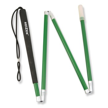 Reizen 4-section Low Vision Aluminum Folding Green Cane- 48-in.