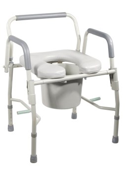 Deluxe Steel Drop-Arm Commode with Padded Seat Deluxe Steel Drop-Arm Commode with Padded Seat