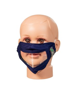 Blue Childrens Reusable Face Mask with Clear Window