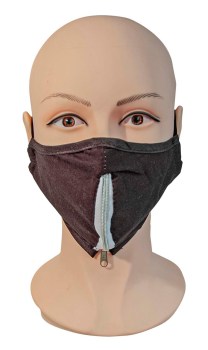 Black Cotton Face Mask with Zipper