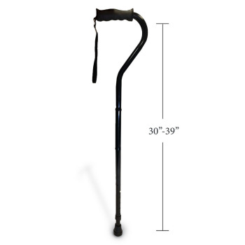 Offset Folding Cane with TPR Handle, Black