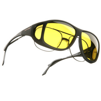 Cocoons XL Aviator OveRx Sunwear- Blk Fr- Yellow Lens