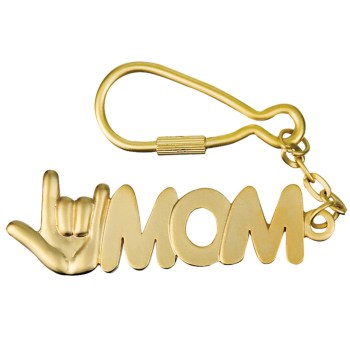 I Love You MOM Keychain - Matte Gold Colored
