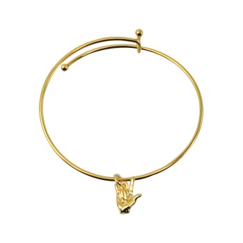 Small ILY Hand Charm Bangle- Gold