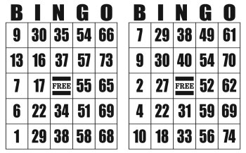 2 on Jumbo Laminated BINGO CARD 11x17 in