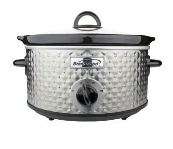 3.5 Quart Diamond Pattern Slow Cooker, Stainless Steel 3.5 Quart Diamond Pattern Slow Cooker, Stainless Steel