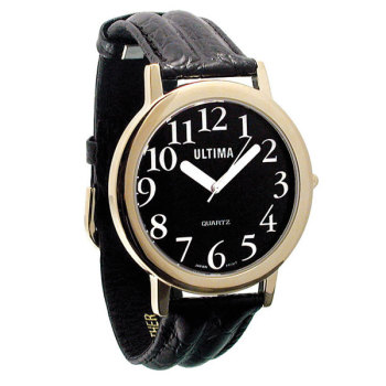 Ultima Low Vision Watch - Black Dial - White Numbers - Leather-Unisex