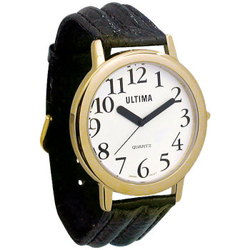 Ultima Low Vision Watch - White Dial - Leather Band