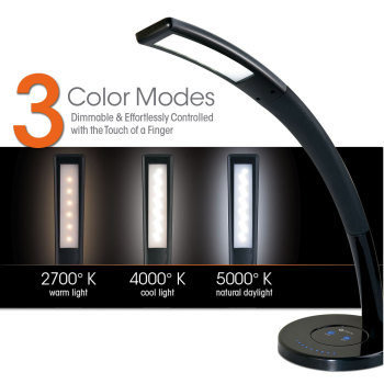 OttLite Cobra LED Desk Lamp with USB- Black