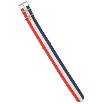 Mens Red-White-Blue Stripe Nylon Watch Band