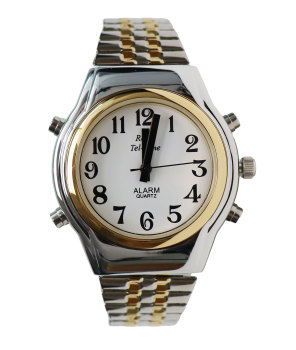 Mens Chrome Royal BiColor Talking Watch with Expansion Band