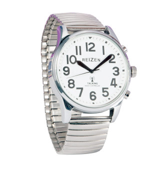 Reizen Big Face Talking Atomic Watch with Silver Expansion Band