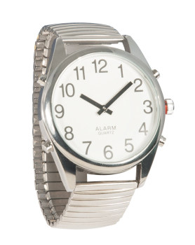 Reizen Chrome Talking Extra-Large Face Watch- Exp Band- Unisex