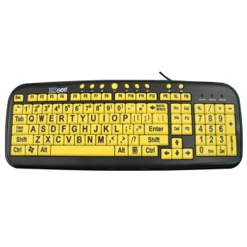 Large Print Keyboard- Yellow Keys- Black Print- Wired