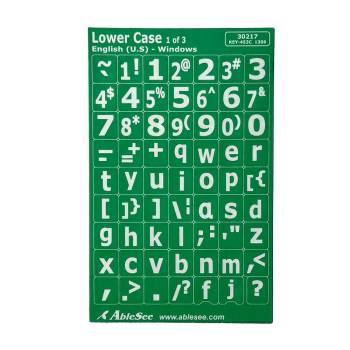 Keyboard Large Print Labels - White on Green - Lower Case