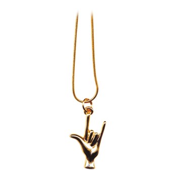 Elegant Hand ILY with 18-inch Chain - Gold Tone