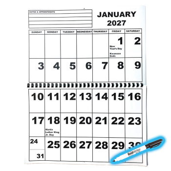 Jumbo Print Calendar with Pen