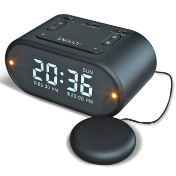 USB Alarm Clock w Vibrating (Soft-Med-Strong)- Black