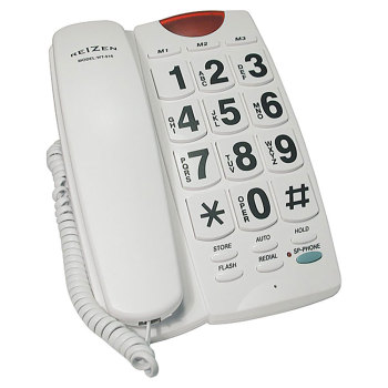 REIZEN Big Button Speaker Phone - White with Black Numbers