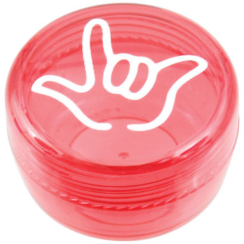 Round Acrylic Pill Box- I Love You ILY Hand Sign- Red Round Acrylic Pill Box- I Love You ILY Hand Sign- Red