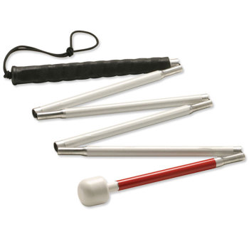 Ambutech Aluminum 6-Section Folding Cane- Marshmallow- 52in Ambutech Aluminum 6-Section Folding Cane- Marshmallow- 52in