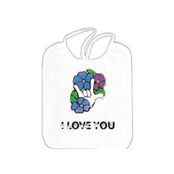 Soft Terry Cloth Bib - I Love You with Flower Design Soft Terry Cloth Bib - I Love You with Flower Design