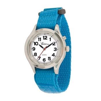 VocaTime Women & Childrens Chrome Talking Watch Lt Blue EZ Latch Band