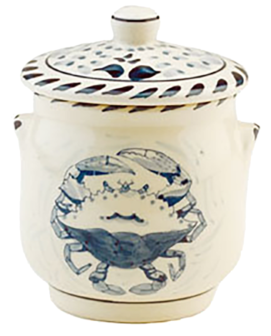 Blue Crab Sugar Jar, Blue Crab Stoneware: Blue Crab Bay Co.
