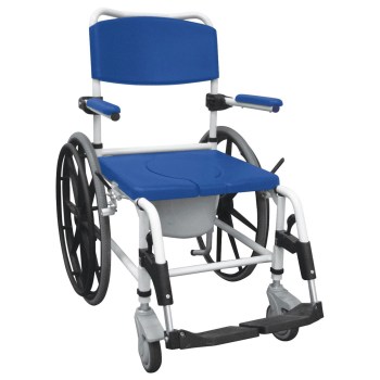 Aluminum Rehab Shower Commode Chair with 24 inch Rear Wheels Aluminum Rehab Shower Commode Chair with 24 inch Rear Wheels