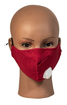 Red Cotton Face Mask with Breathable Vent and 2 Filters