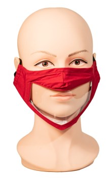 Red Face Mask with Wide Clear Window Red Face Mask with Wide Clear Window