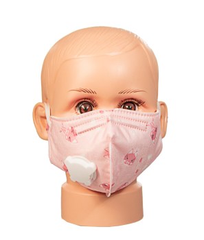 Patterned Childrens Cotton Face Mask with Vent- Pink Patterned Childrens Cotton Face Mask with Vent- Pink