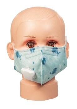 Patterned Childrens Cotton Face Mask with Vent- Blue Patterned Childrens Cotton Face Mask with Vent- Blue