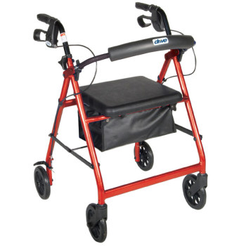 Aluminum Rollator - Red, 4 Wheel, 7.5 inch Casters w Loop Lock Aluminum Rollator - Red, 4 Wheel, 7.5 inch Casters w Loop Lock