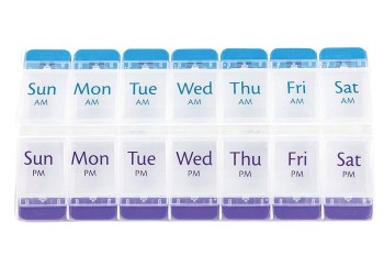 AM PM Push Button Weekly Pill Planner XL