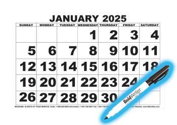 2025 Low Vision Print Calendar with BoldWriter Pen