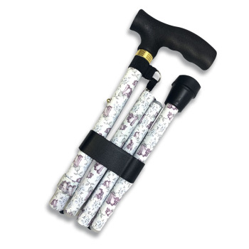 Folding Cane with Plastic Handle, Purple Blossom