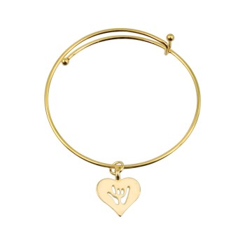 ILY Heart Charm Bangle- Gold ILY Heart Charm Bangle- Gold