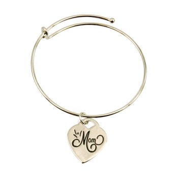 ILY Mom Charm Bangle- Silver ILY Mom Charm Bangle- Silver