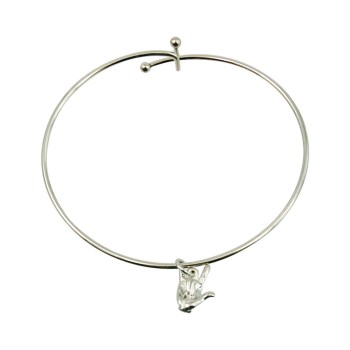 Small ILY Hand Charm Bangle- Silver Small ILY Hand Charm Bangle- Silver