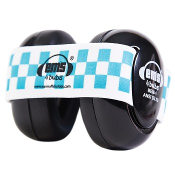 Ems 4 Bubs Baby Hearing Protection Black Earmuffs- Blue-White