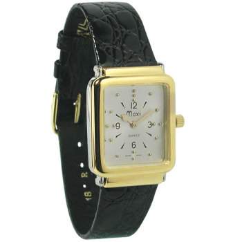 Unisex Bi-Color Quartz Braille Watch with Leather Band