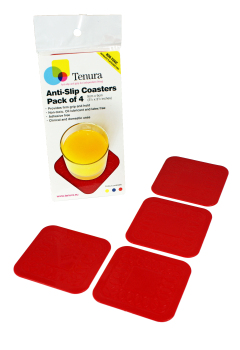 Tenura Square Anti-Slip Coaster -- 4 Pack