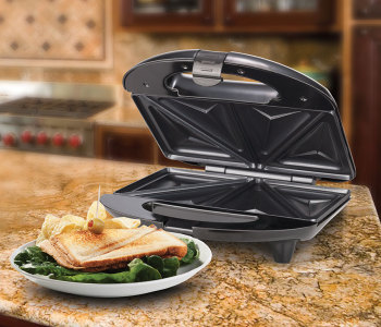 Non-Stick Compact Dual Sandwich Maker, Black Non-Stick Compact Dual Sandwich Maker, Black