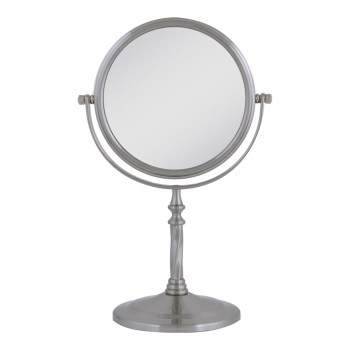 Swivel Vanity Mirror- Pedestal- Satin Nickel 5x-1x Swivel Vanity Mirror- Pedestal- Satin Nickel 5x-1x