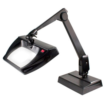 Dazor Stretchview 28-Inch Desk Base LED Magnifier 3D 1.75x- Black