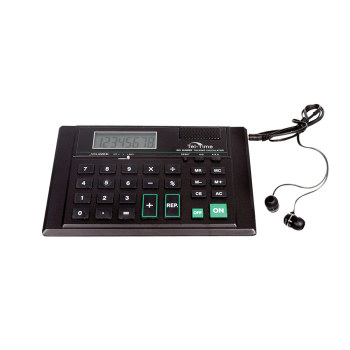 Desk-Top Talking Calculator with Single Earbud