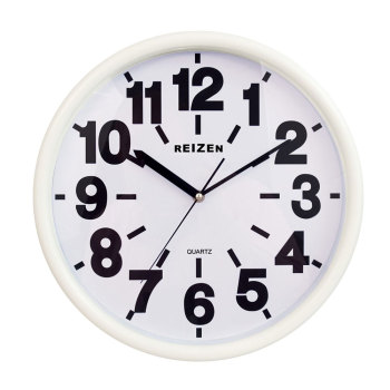 Reizen Low Vision Quartz Wall Clock - White Face, Black No.