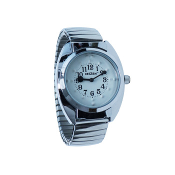 Unisex Braille Watch- Chrome- Steel Band- White Dial